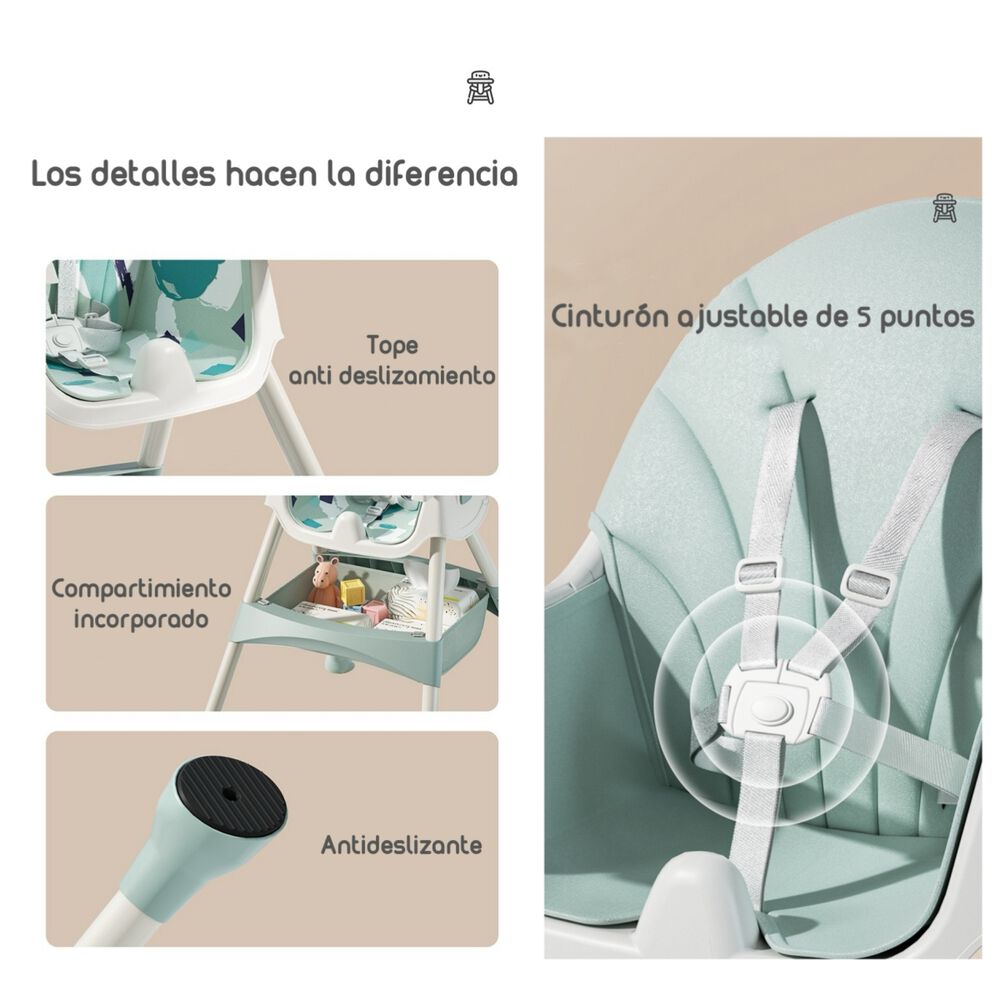 Silla De Comer Mecedora 2 En 1 Con Ruedas Rosada Lubabycas image number 7.0