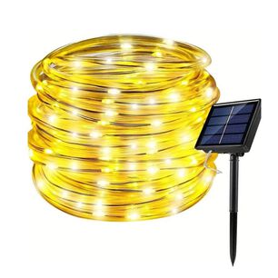 Guirnalda Manguera Decorativa Led Solar 10 Metros Calida Amarillo