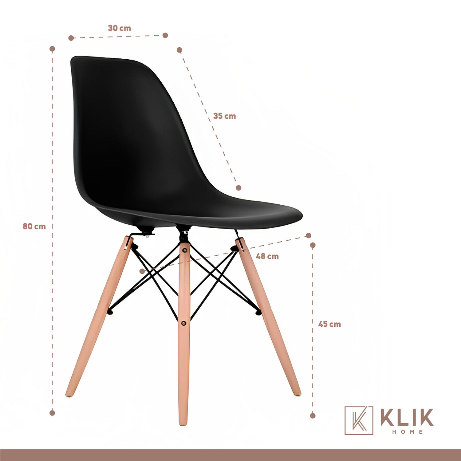 Comedor Mesa Eames Vidrio 100cm + 4 Sillas Eames Negras image number 5.0