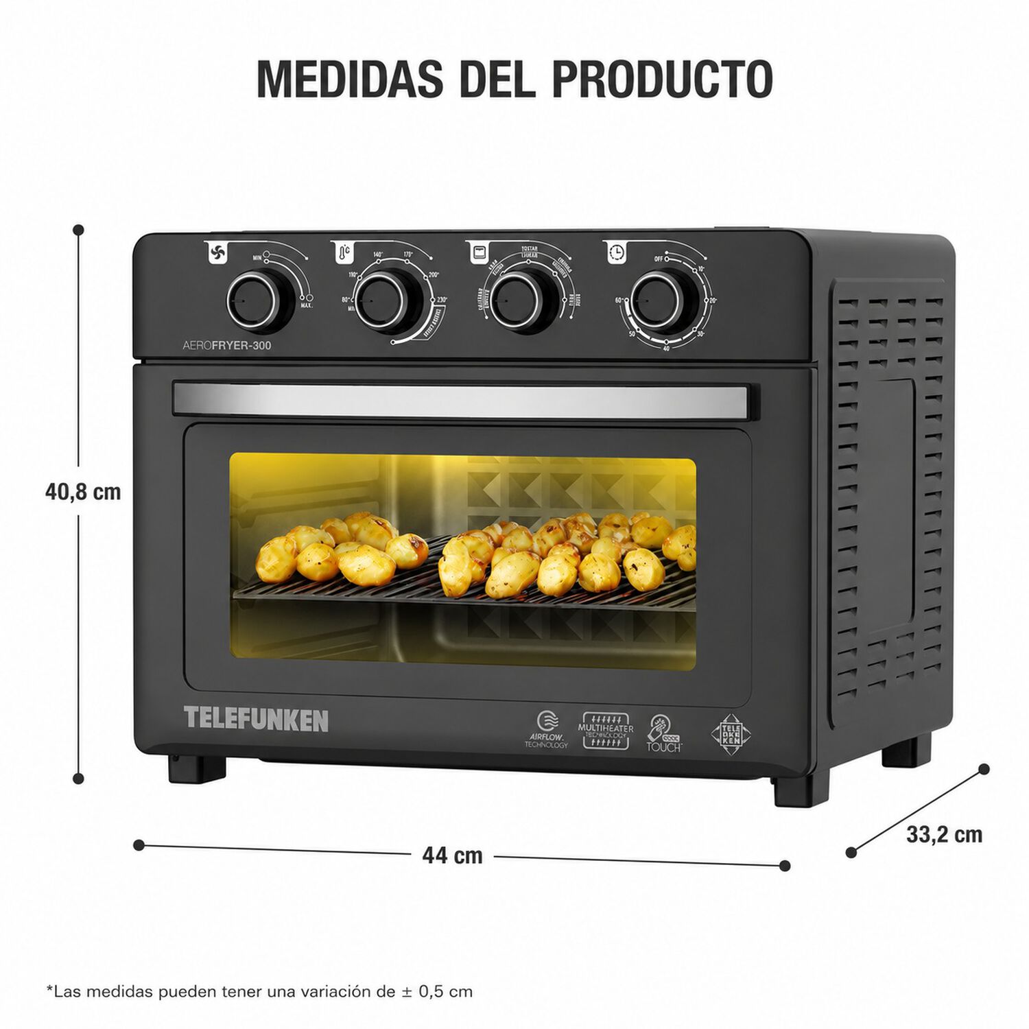 Horno Freidora De Aire Telefunken Aerofryer 300 30l 2100w image number 7.0