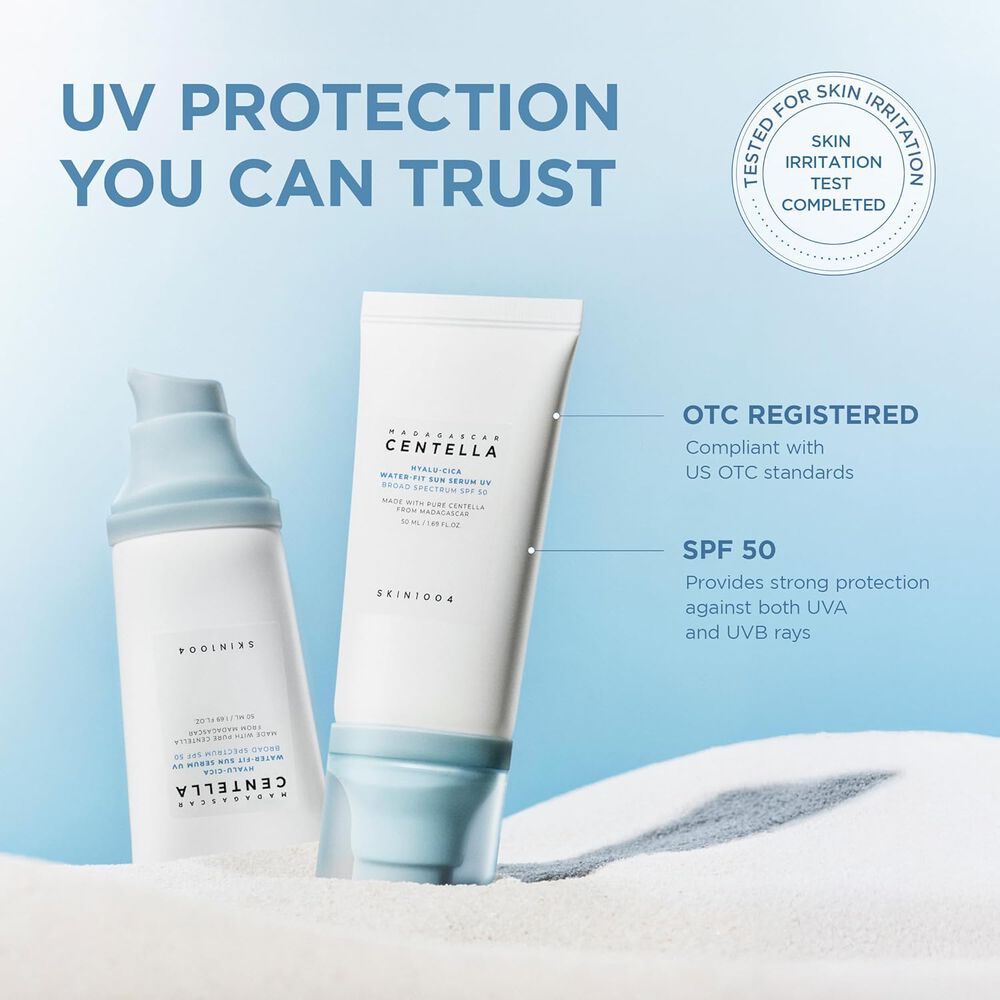Madagascar Centella Hyalu-cica Water-fit Sun Serum Spf 50+ Y Pa++++ - 50ml (skin1004) Protector Solar Ligero Pieles Sensibles image number 5.0