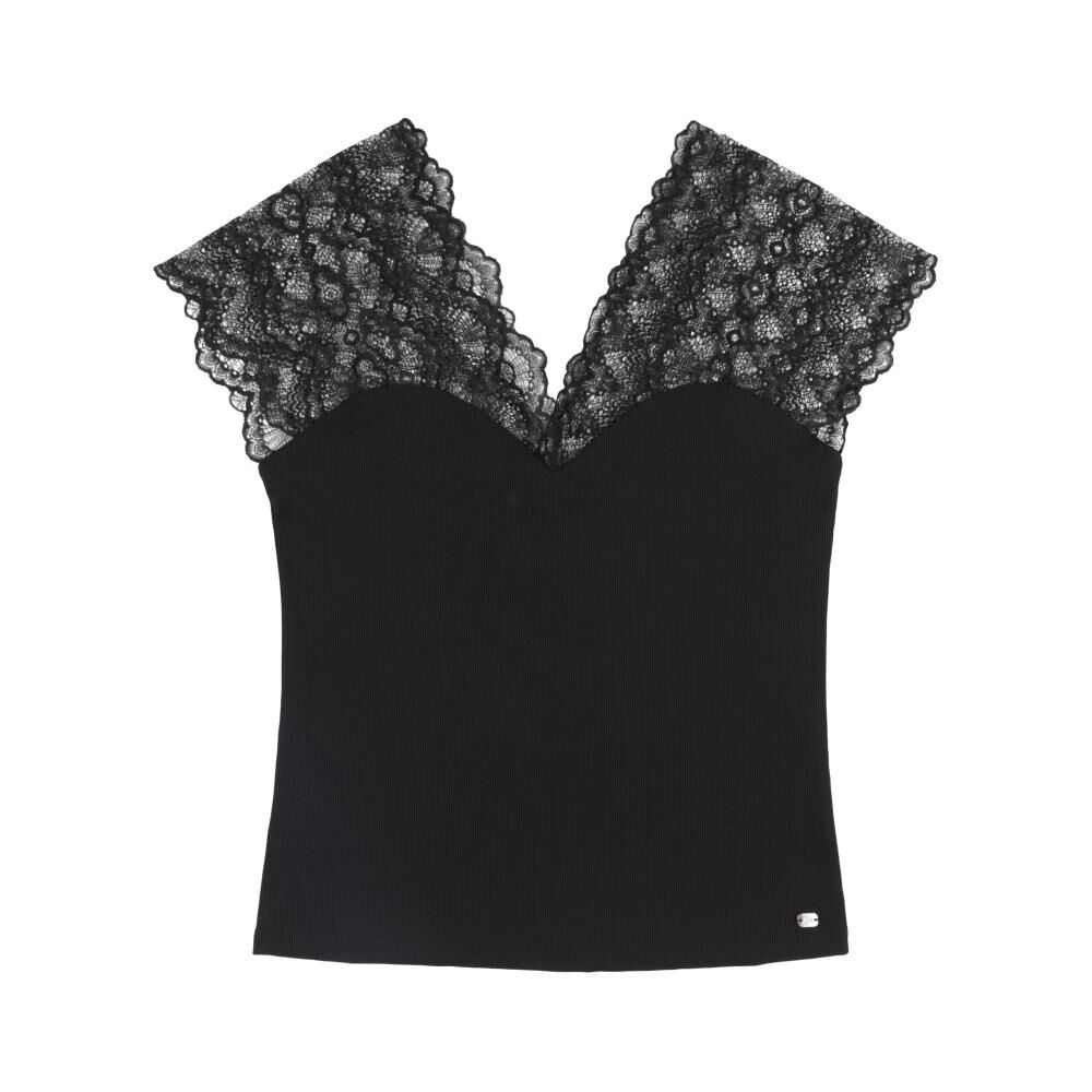 Polera Brib Aplicación Lace Sin Manga Cuello Escotado Mujer Kimera image number 0.0