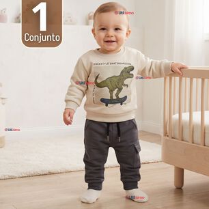 Conjunto Buzo Poler&oacute;n 2 Piezas Beb&eacute; Ni&ntilde;o Dino Street
