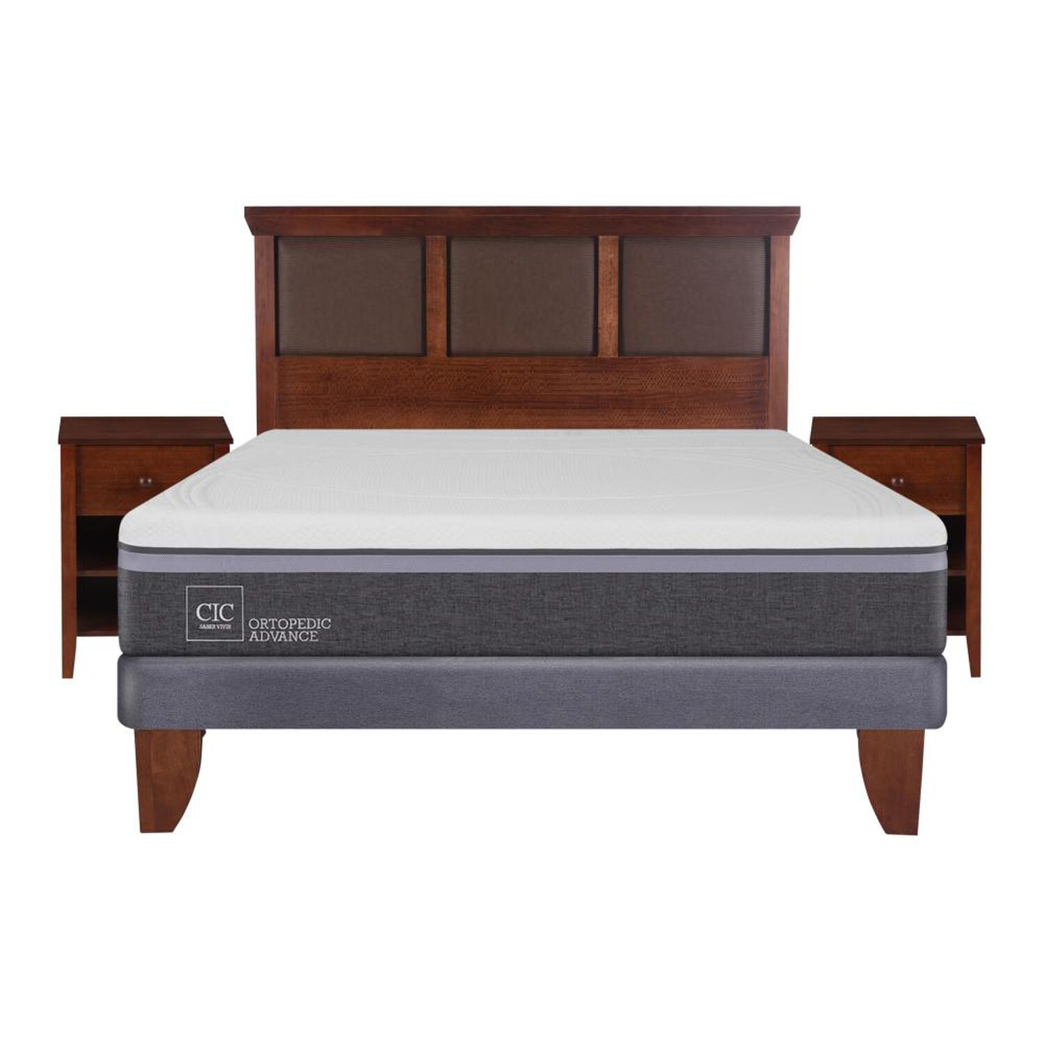 Cama Europea Cic Ortopedic / 2 Plazas / Base Normal + Set De Maderas image number 0.0