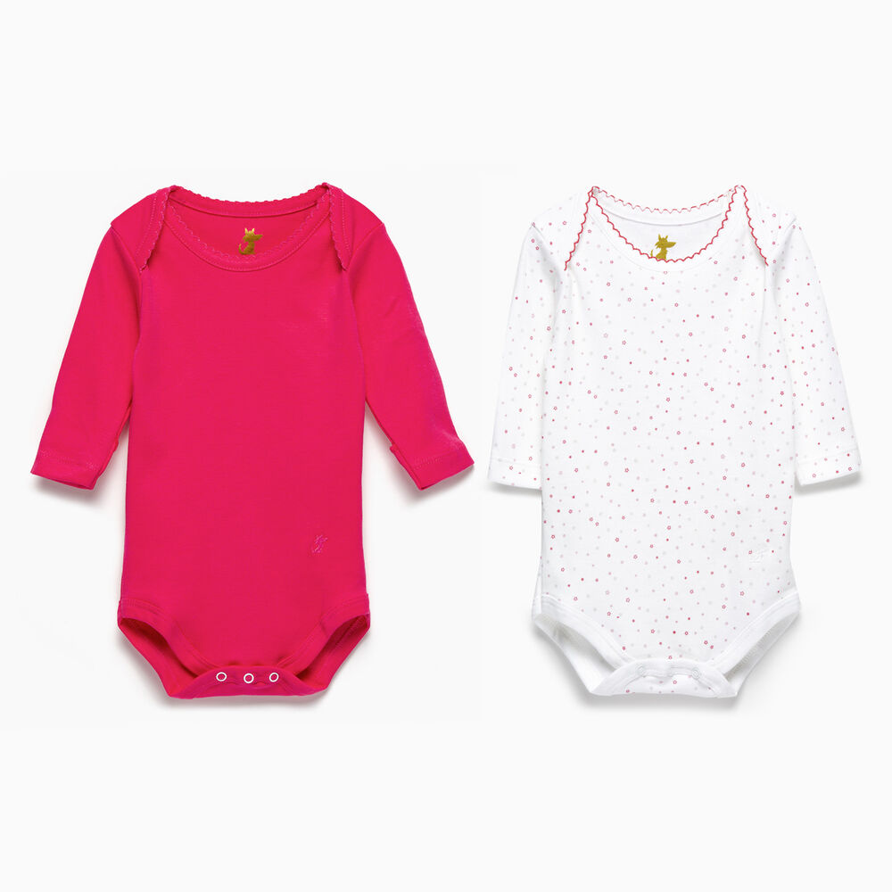Pack Body Estrellas Blanco Fucsia Manga Larga Algodón Peruano image number 1.0