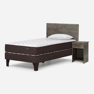 Cama Europea Rosen Ergo T / 1.5 Plazas / Base Normal + Set De Maderas Tabor Grafito + Almohada Light