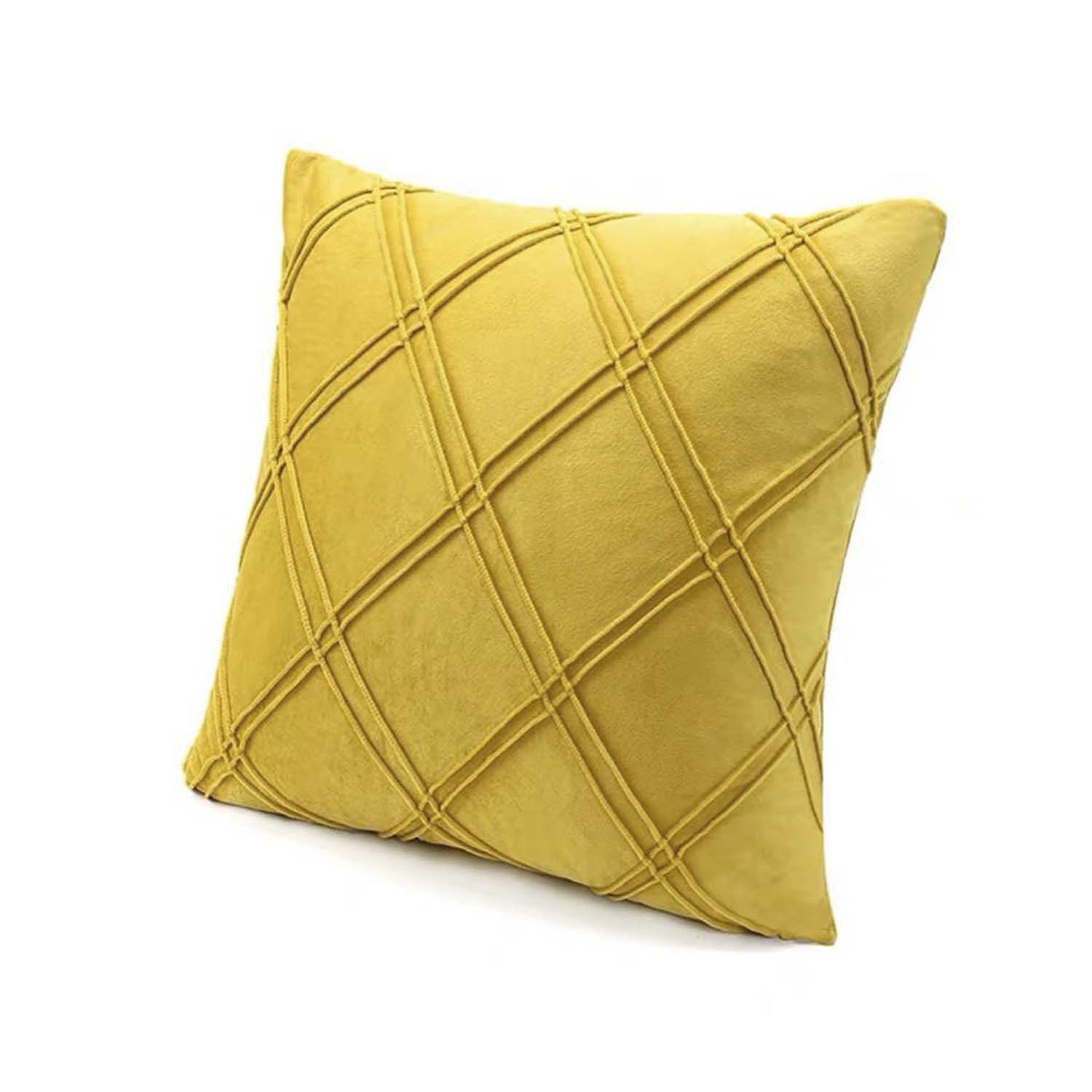Pack De 02 Fundas De Coj&iacute;n De Terciopelo Con Rayas 45x45 Amarillo image number 0.0
