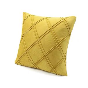 Pack De 02 Fundas De Coj&iacute;n De Terciopelo Con Rayas 45x45 Amarillo