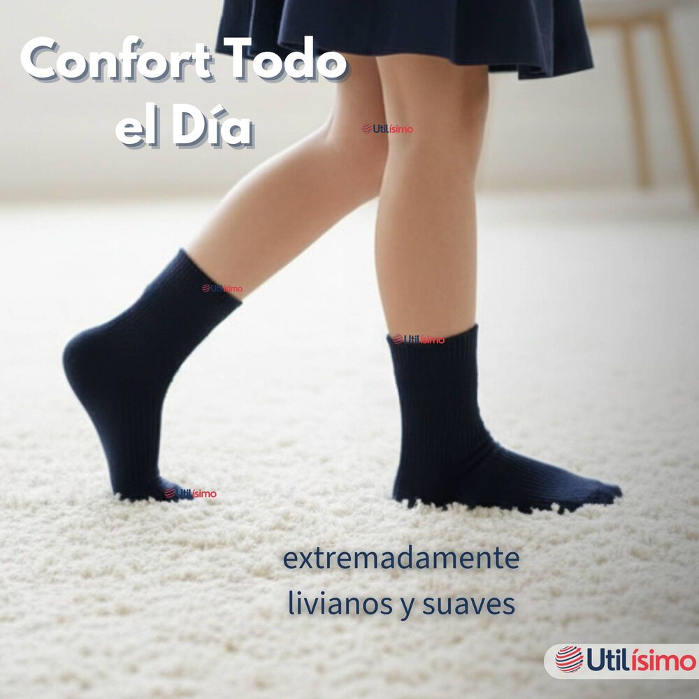 Pack 6 Calcet&iacute;nes Escolares Corto Algod&oacute;n Azul Ni&ntilde;o Y Ni&ntilde;a image number 9.0