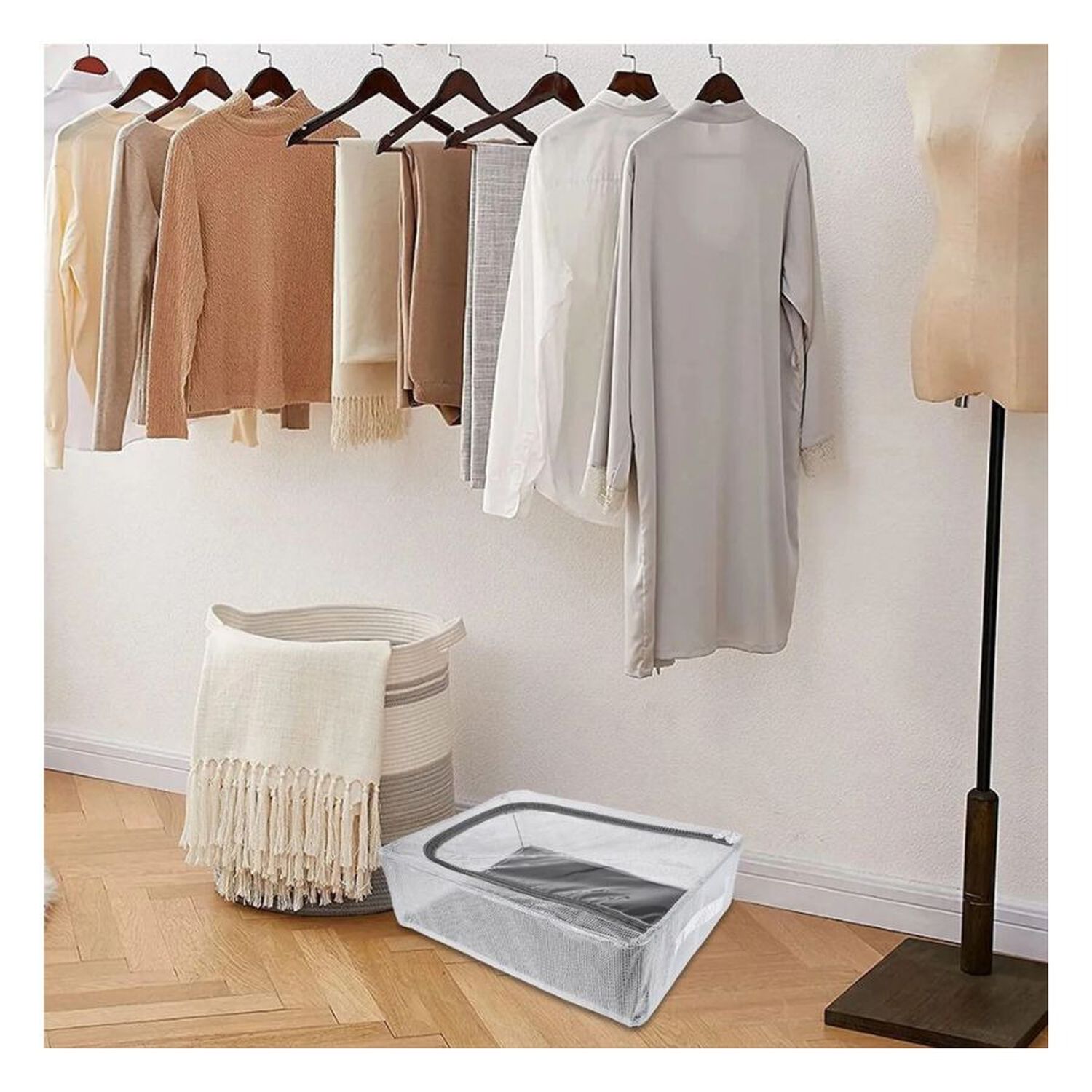 Caja Organizadora De Ropa Con Ventana Transparente Y Cierre 40x30x21cm image number 1.0