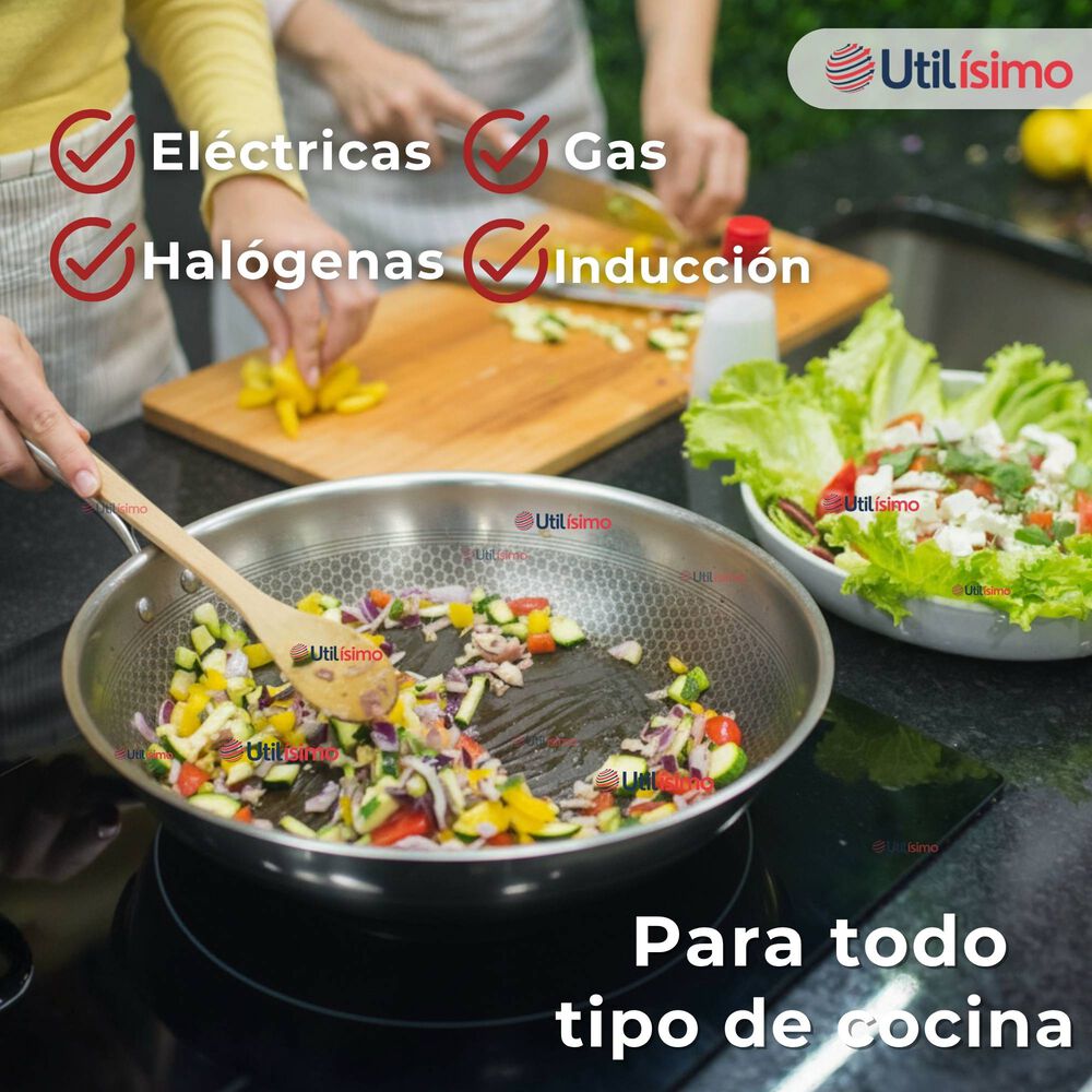 Sart&eacute;n Wok Acero Inoxidable Antiadherente Para Saltear Fre&iacute;r 34cm image number 5.0