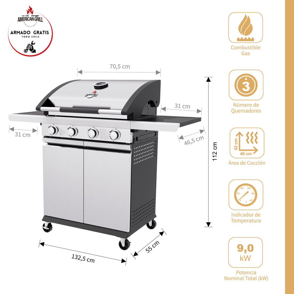 Parrilla A Gas 4 Quemadores New York Inox image number 2.0