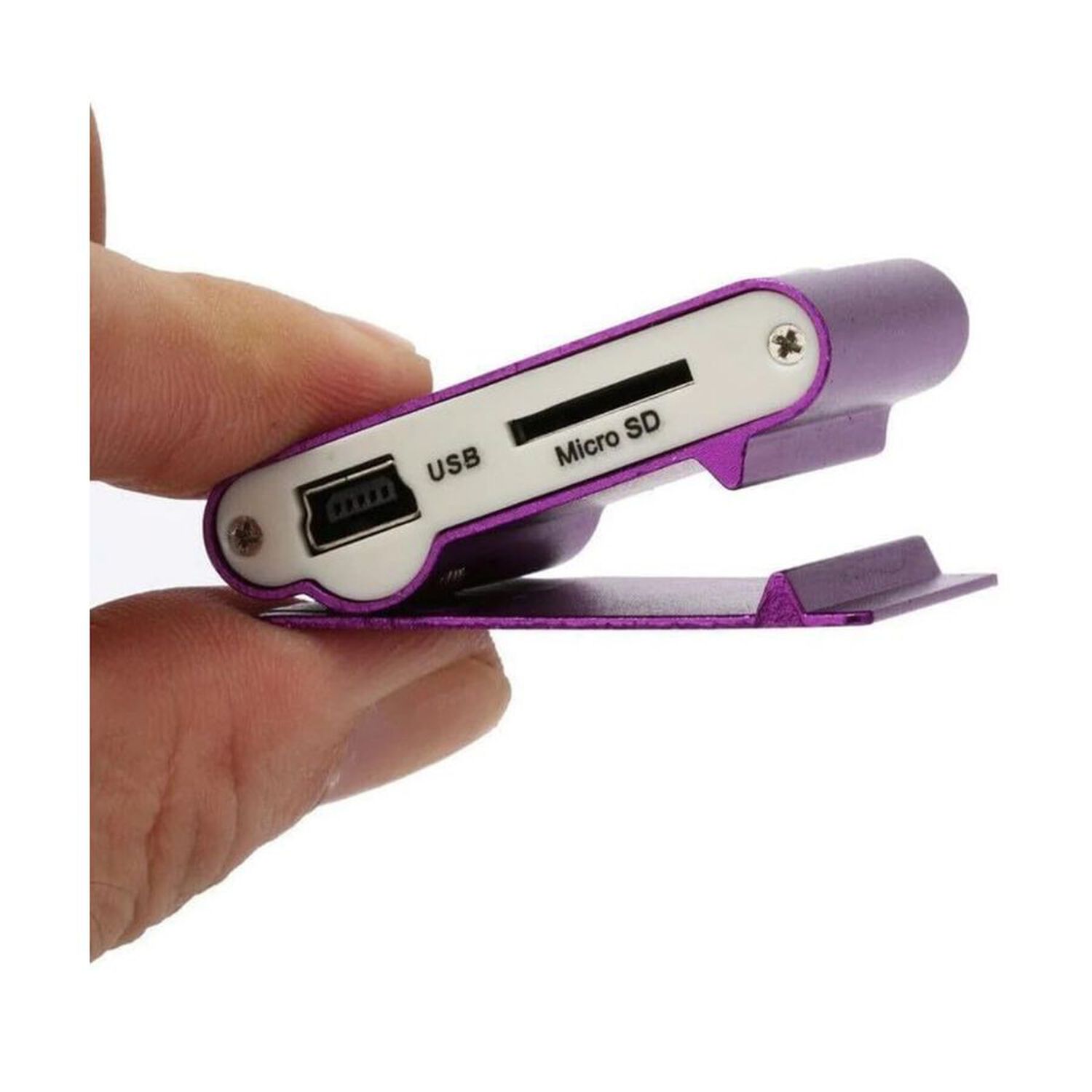 Mini Reproductor Mp3 Clip Estilo Shuffle Sin Pantalla Morado image number 1.0