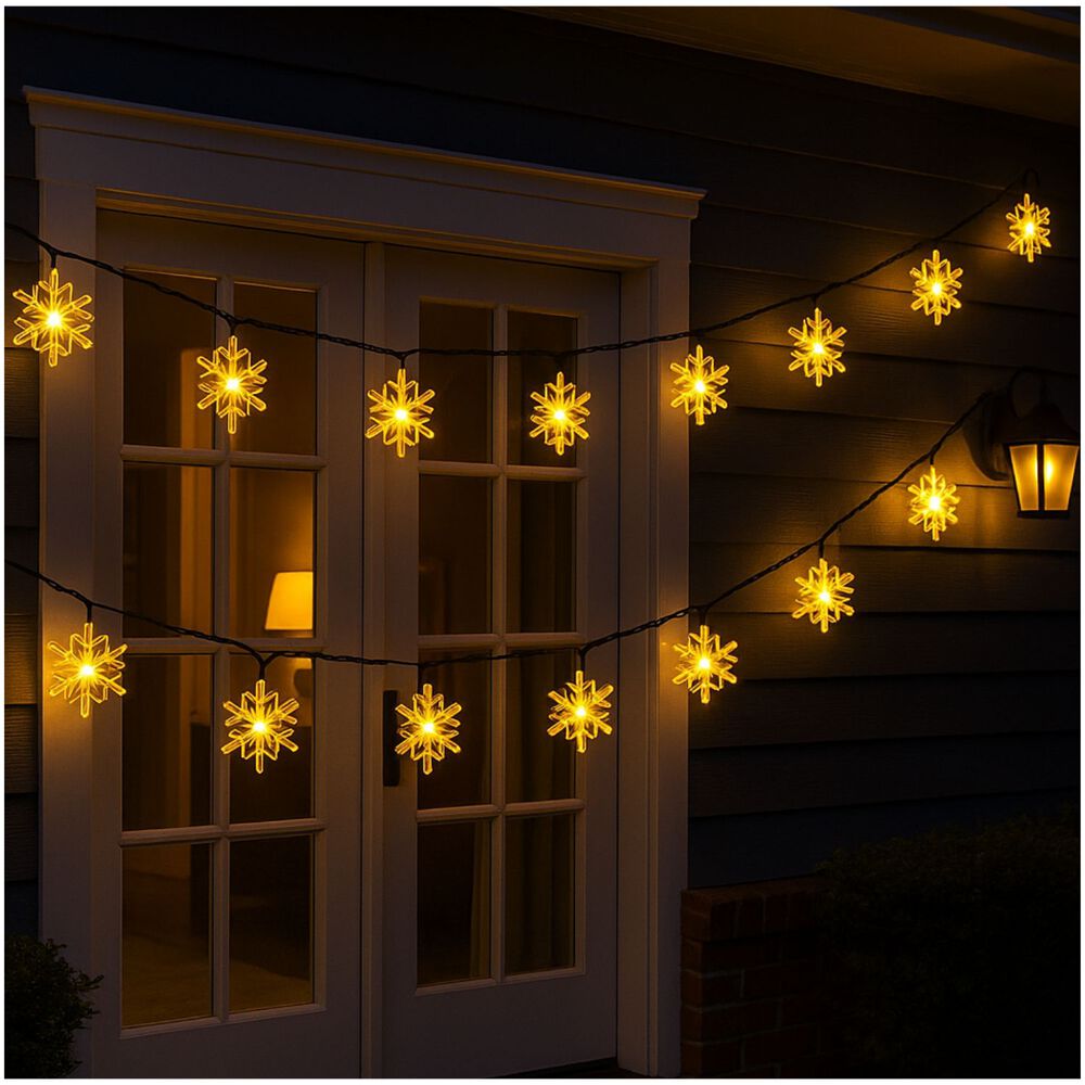 Set 3 Luces Navidad 4m Copo Nieve Solar Calida Decoracion image number 2.0
