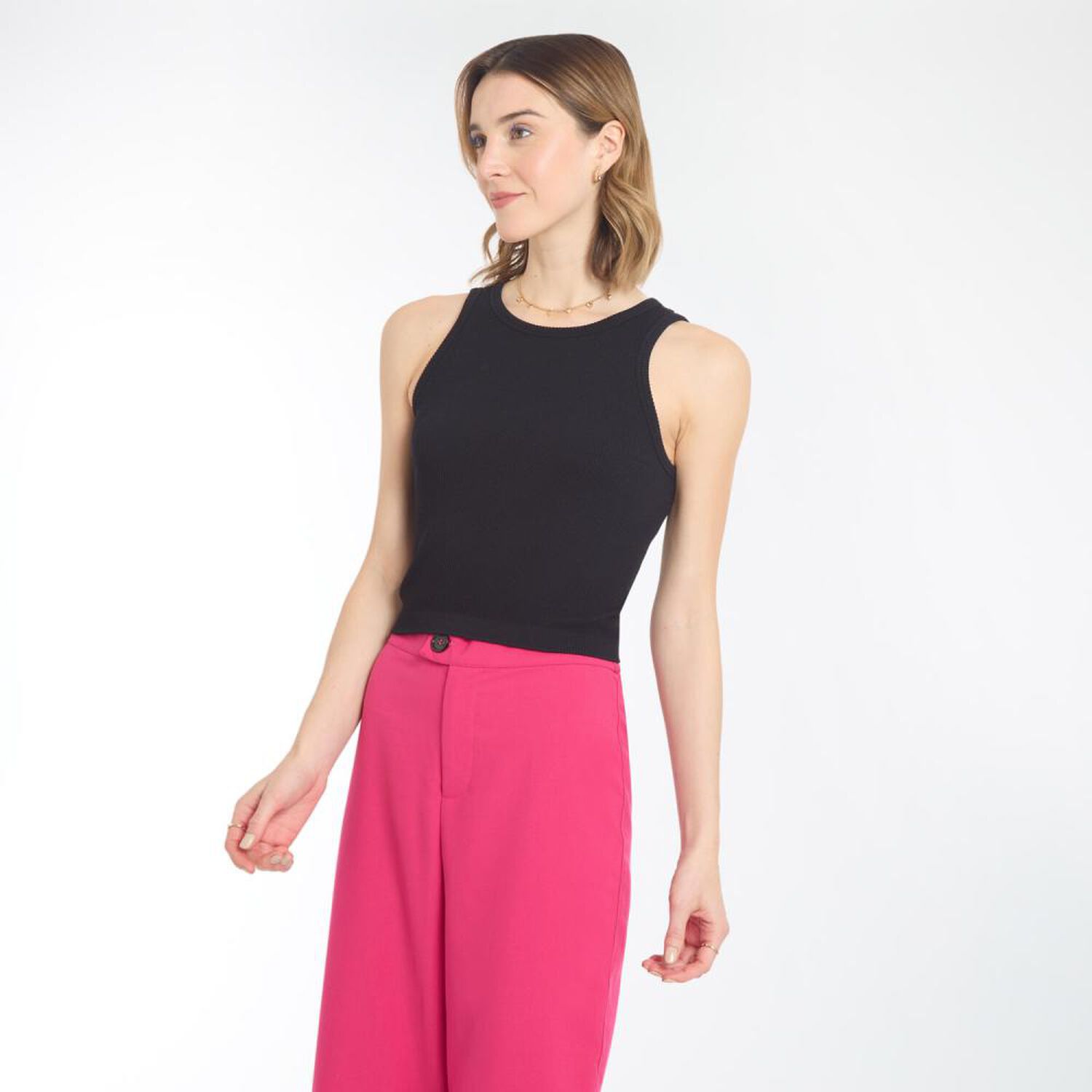 Polera Crop Sin Costuras Sin Mangas Cuello Redondo Mujer Freedom image number 2.0