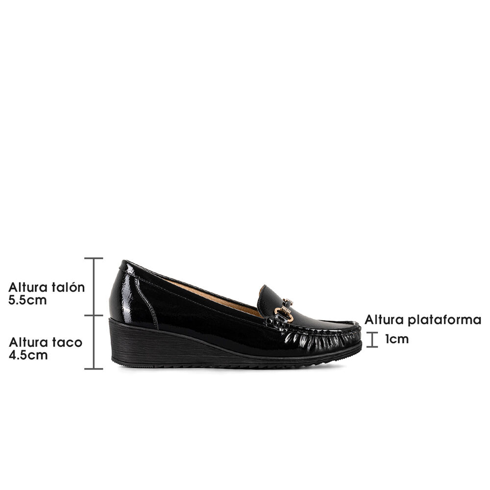 Mocasin Casual Mujer Vintage Cuña Charol Metalica Weide Js73 image number 4.0