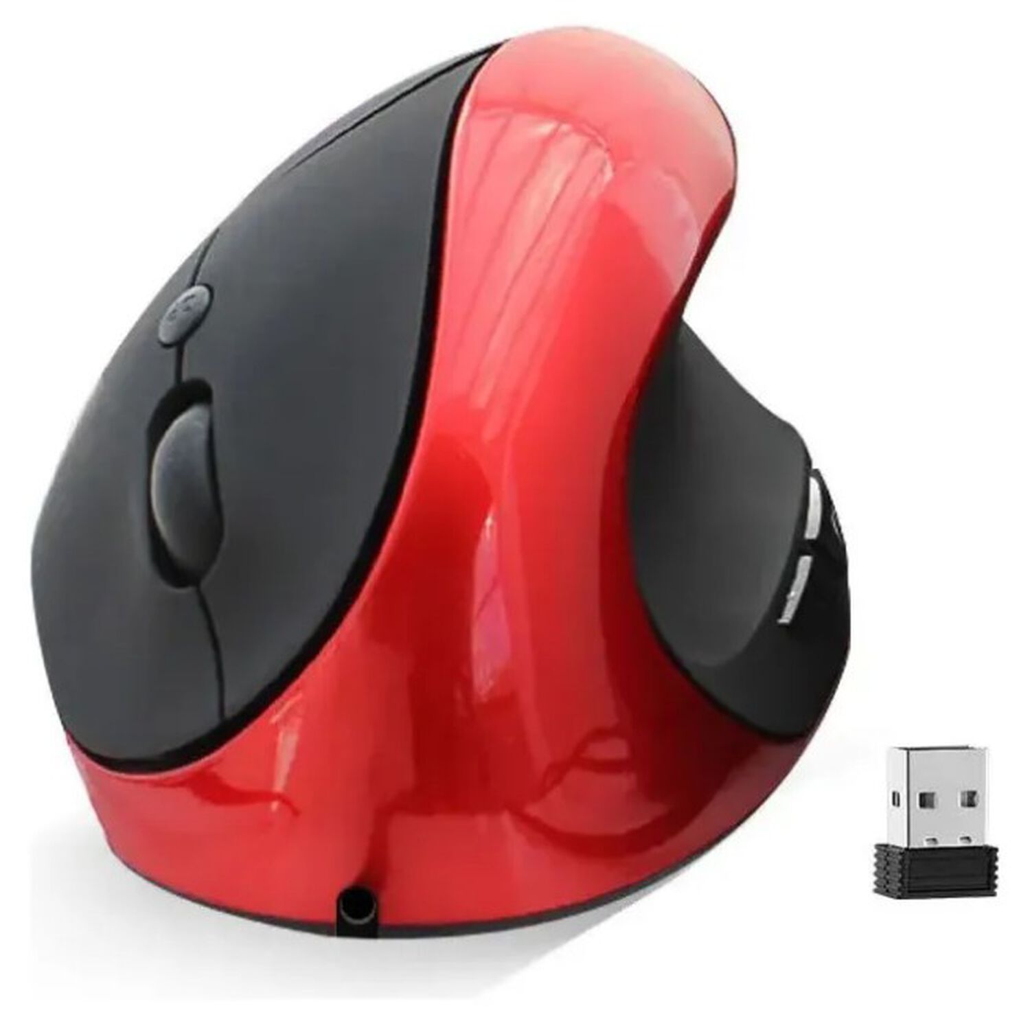 Mouse Vertical Ergon&oacute;mico Inal&aacute;mbrico Rojo image number 0.0