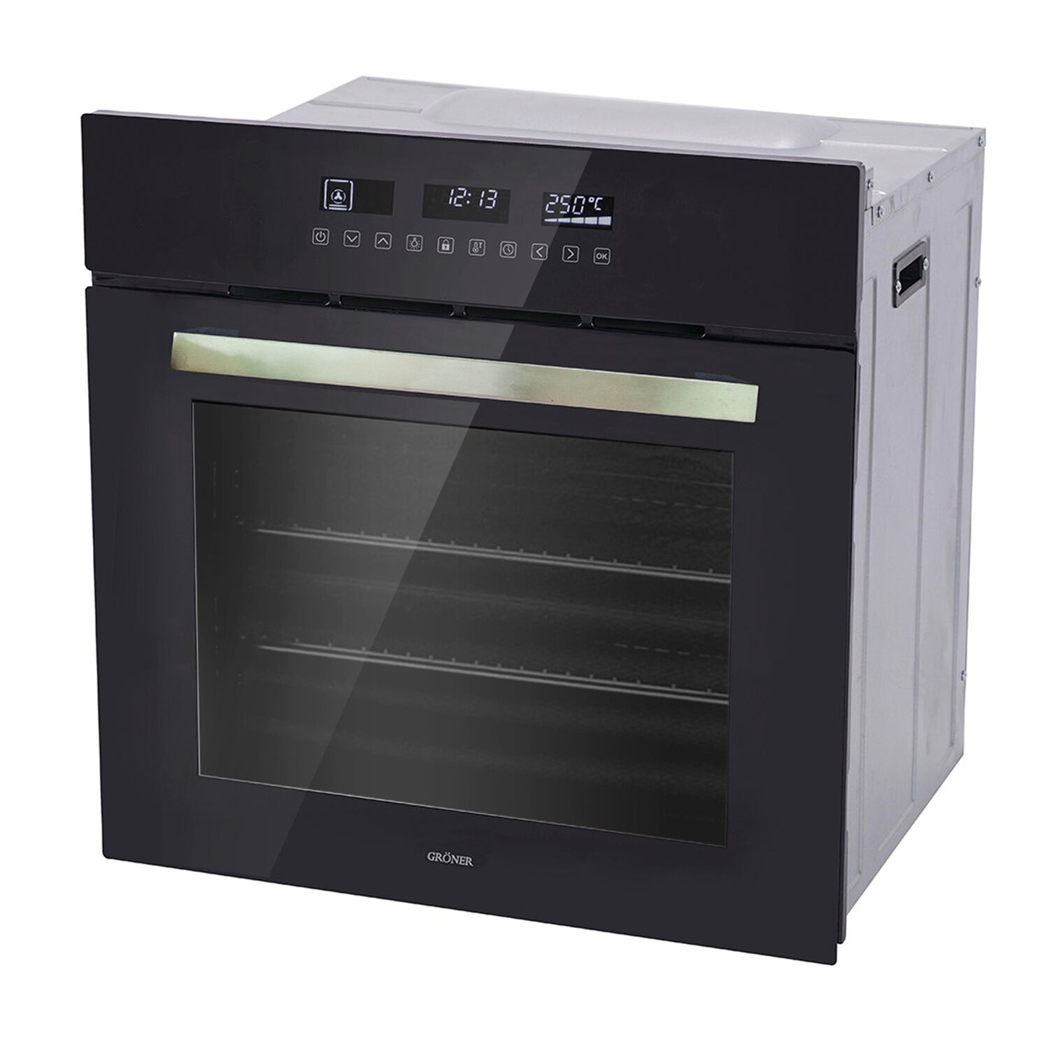 Horno El&eacute;ctrico Empotrable Gr&ouml;ner Black Touch Triple Vidrio 10f 59l image number 0.0
