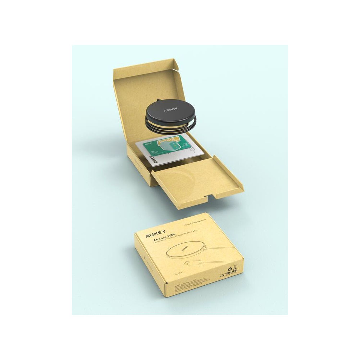 Aukey Cargador Cargador Inal&aacute;mbrico Magn&eacute;tico Para Iphone 12 Negro - Lc-a1 image number 1.0