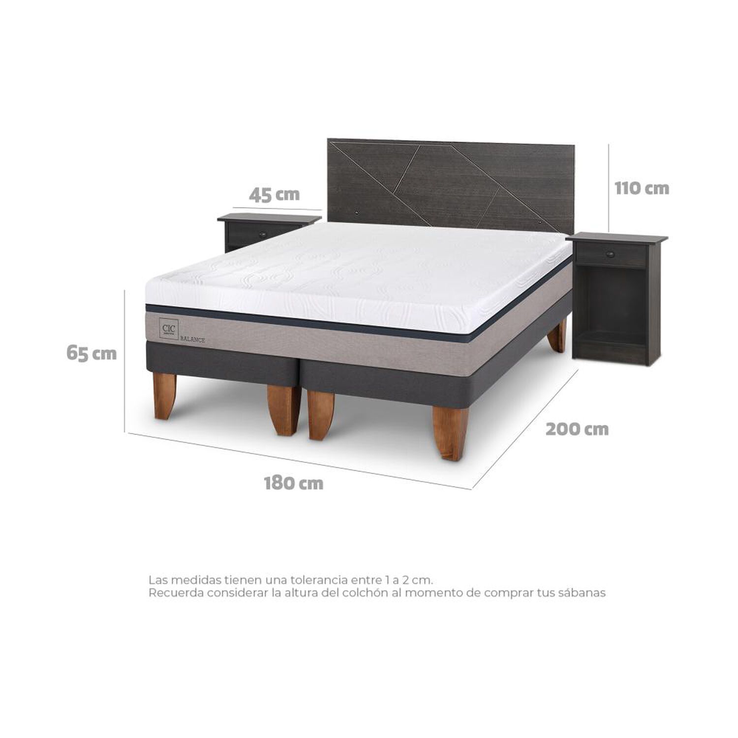 Cama Europea Cic Balance / King / Base Dividida + Set De Maderas image number 3.0