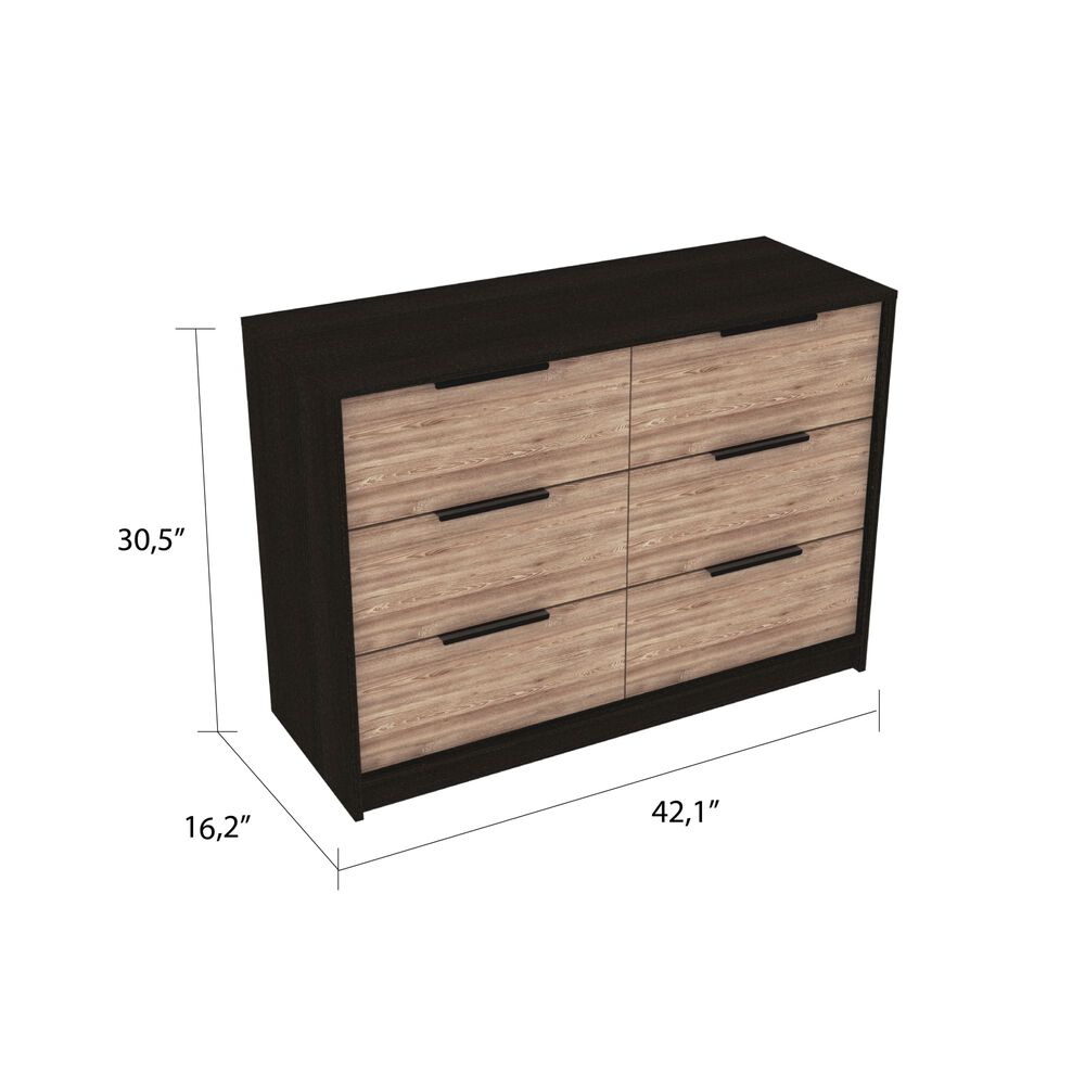 Comoda 4 Cajones 2 Puertas Fm-003n - Negro Y Cafe Claro image number 7.0