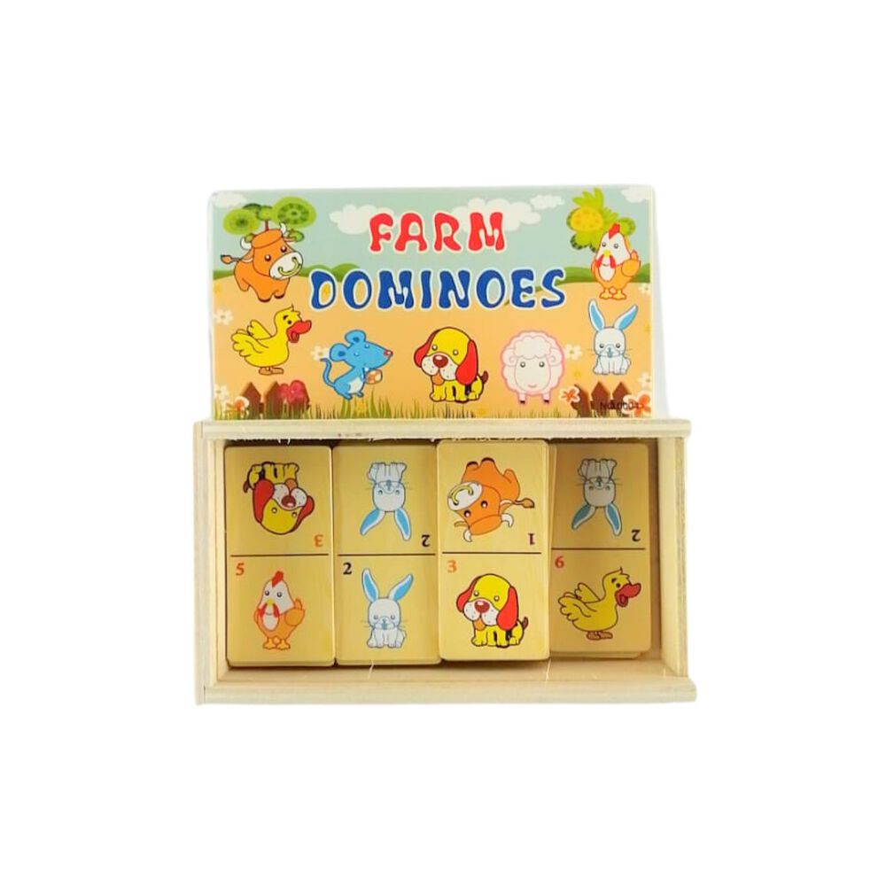 Juego Did&aacute;ctico De Domin&oacute; Peque&ntilde;o De Madera De 28 Piezas image number 1.0