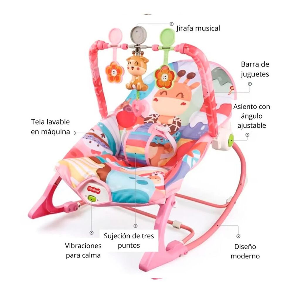 Silla Mecedora Vibradora Para Beb&eacute;s Rosado image number 2.0