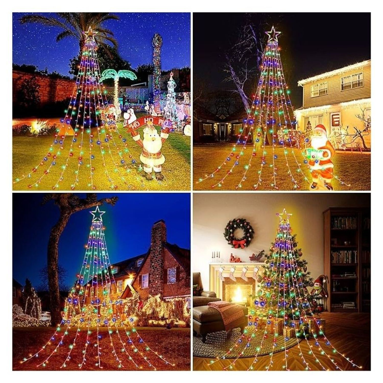 Decoracion Navide&ntilde;a Exterior Arbol Luz Cascada Estrella 350 Led Multicolor image number 1.0