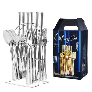 Set De 24 Cubiertos De Acero Inoxidable Deluxe