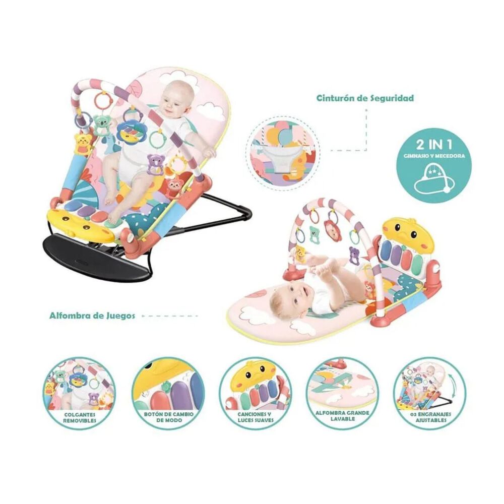 Silla Mecedora 2 En 1 Gimnasio De Bebe Celeste Interactiva image number 2.0