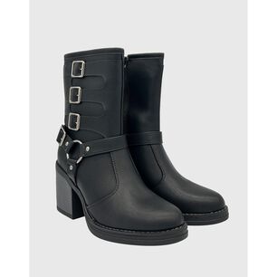 Bota Para Mujer, Negro, Cuadruple Correa Danicolle