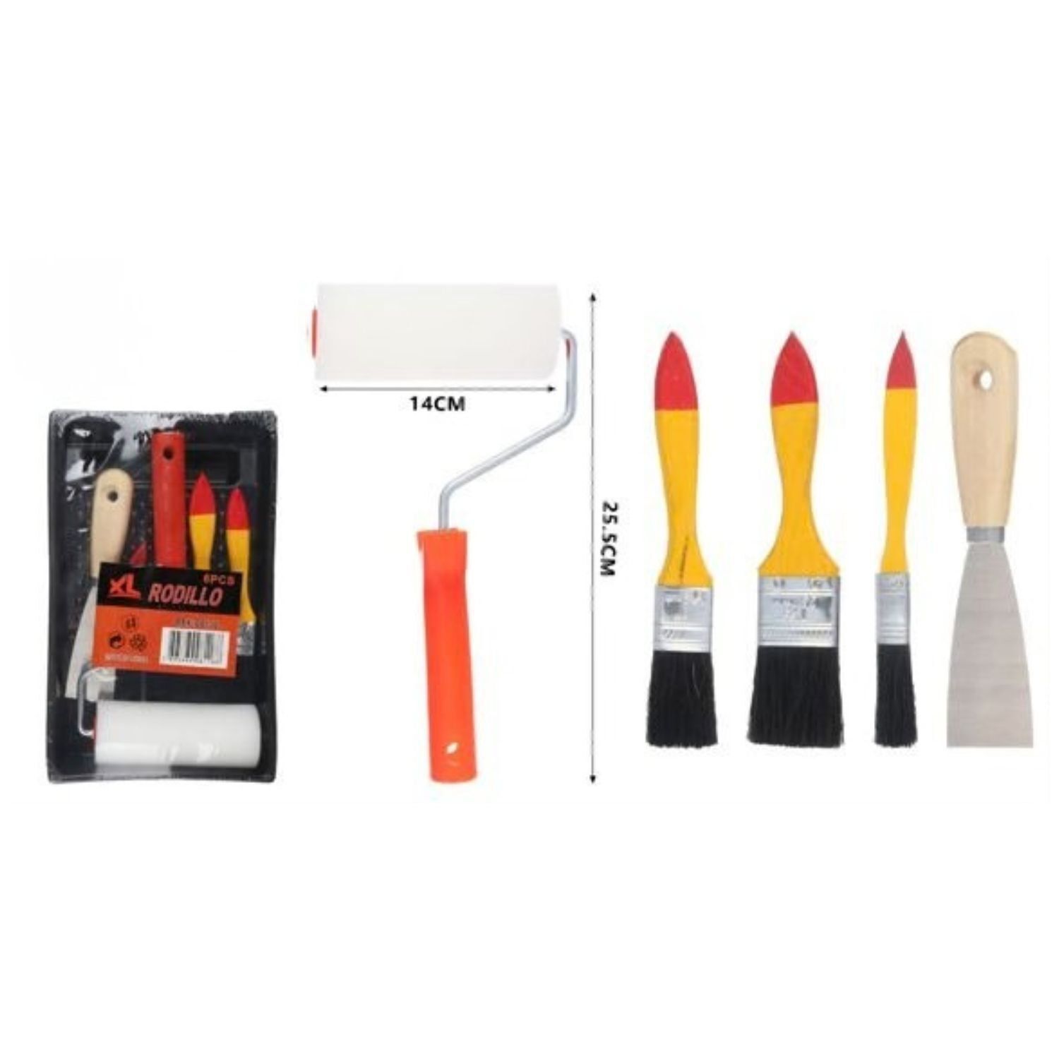 Kit Basico Para Pintar Brocha Rodillo Espatula Construcci&oacute;n image number 0.0
