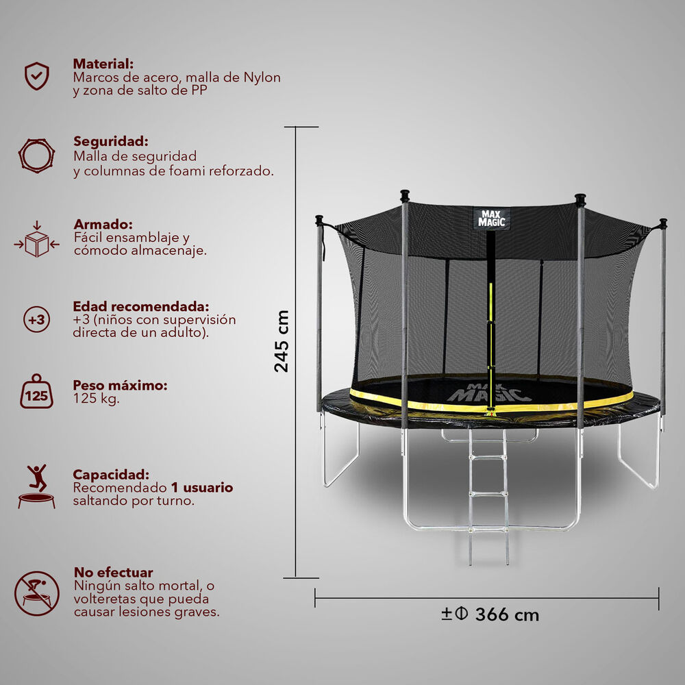 Cama El&aacute;stica 366 Cm (12 Ft) Negro image number 2.0