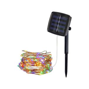 Guirnalda Luces Led Multicolores Solares De Cobre 10 Metros