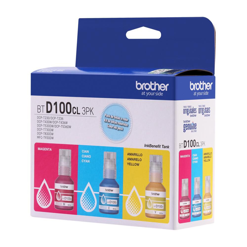 Pack Tinta Color Brother BTD100CL 3PK image number 4.0