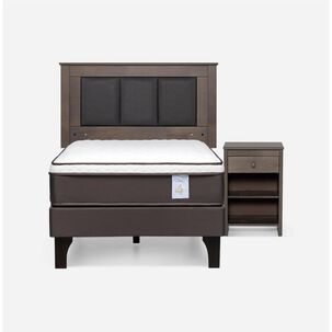 Cama Europea Rosen New Style 4 Plus / 1 Plaza / Base Normal  + Set Maderas Rachel Gris