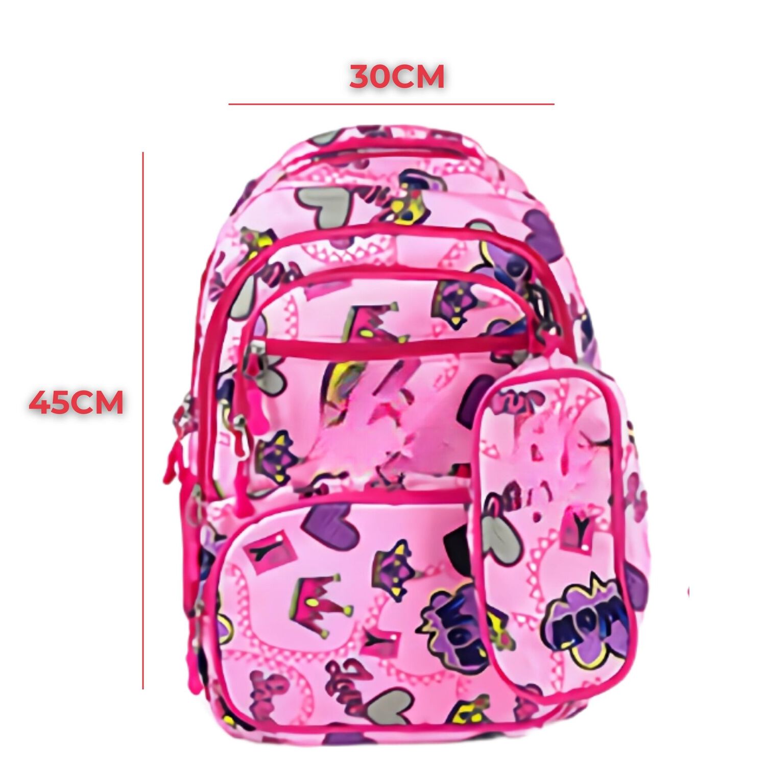 Pack Mochila Lonchera Estuche 45cm Juvenil Escolar Soft Pink image number 1.0