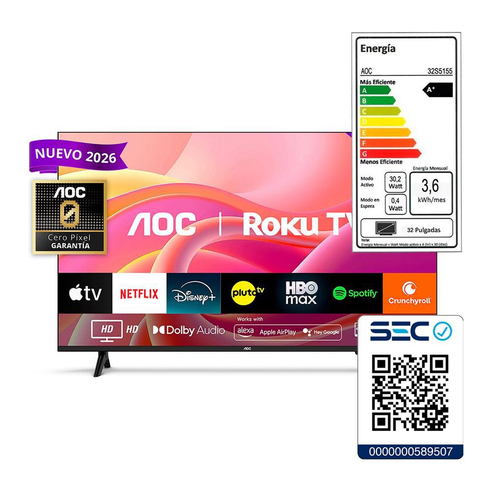 Led 32" AOC 32S5155 / HD / Smart TV image number 9.0
