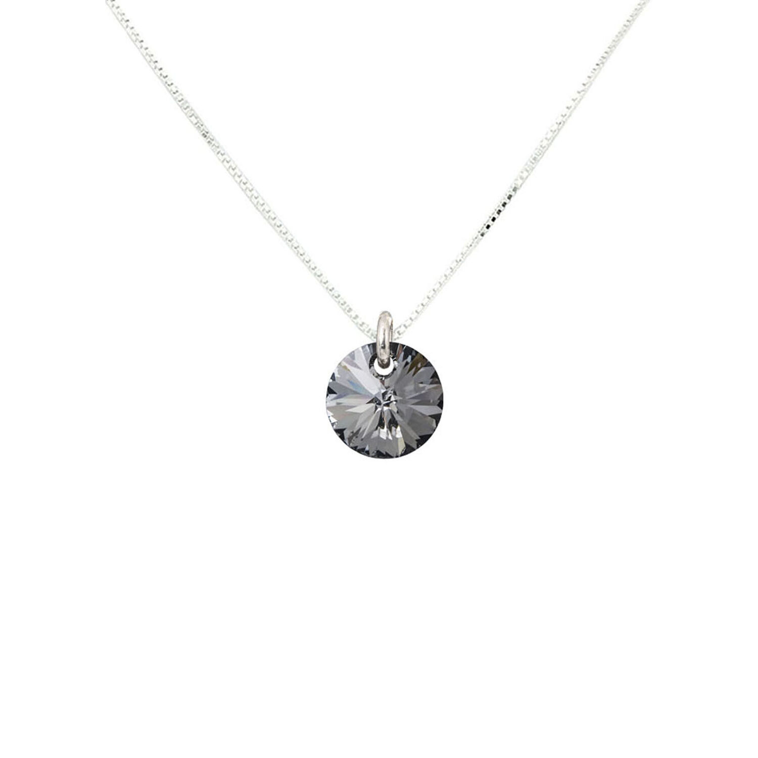 Collar Punto De Luz Plata Italiana 925 Y Cristal Genuino Silver Night image number 0.0