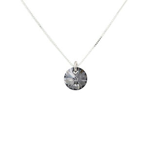 Collar Punto De Luz Plata Italiana 925 Y Cristal Genuino Silver Night