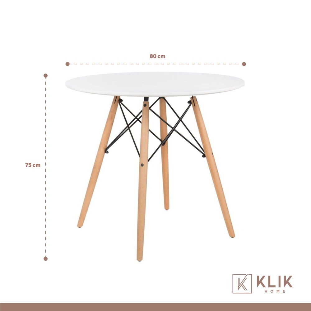 Comedor Mesa Eames Blanca Redonda 80cm + 4 Sillas Tulip Blancas image number 4.0