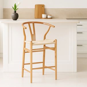 Taburete Wishbone Madera Y Hilo De Cuerda - Natural
