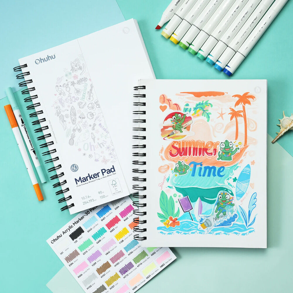 Ohuhu Block Anillado En Espiral (25.4x19.3cm,60 Hojas,150g) image number 4.0