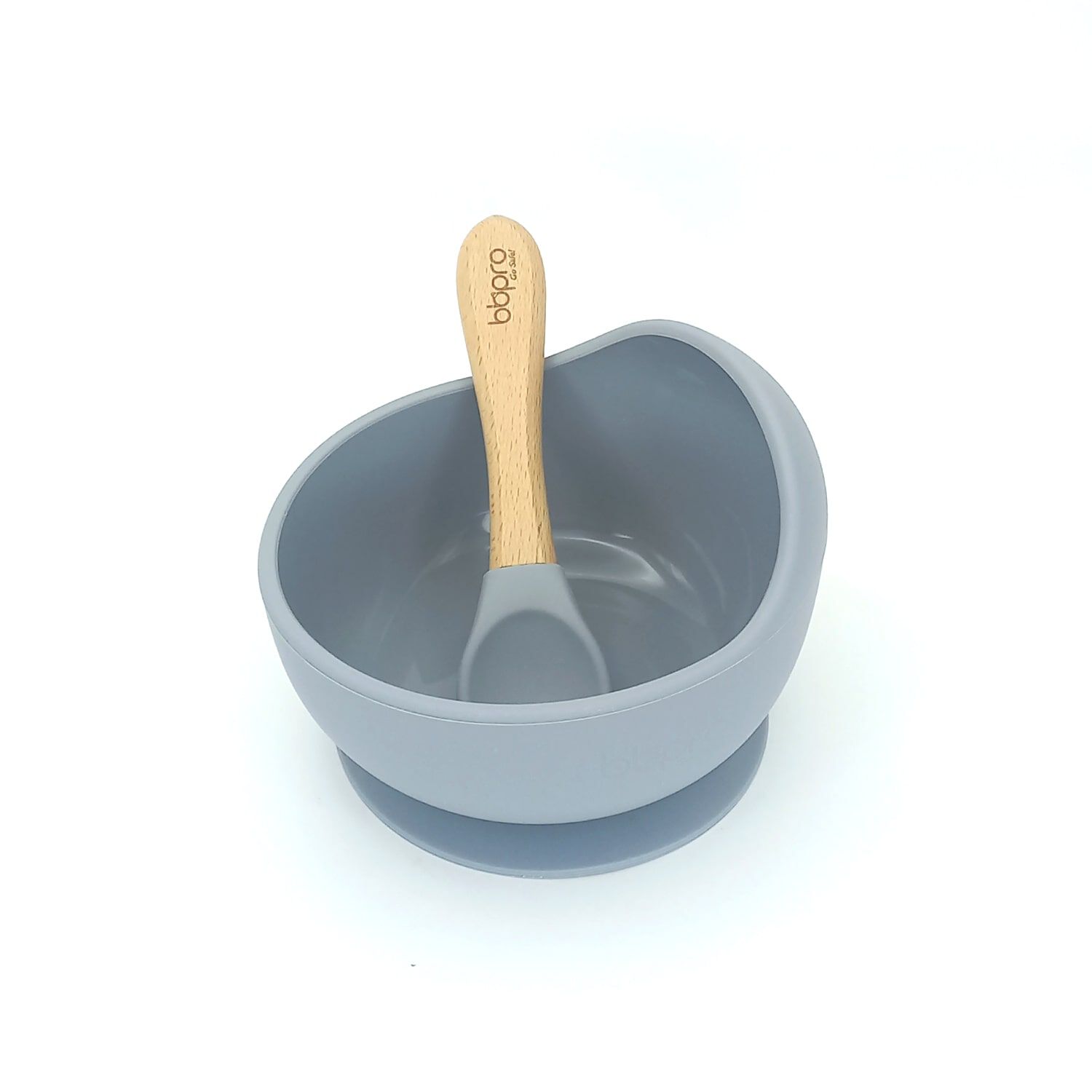 Plato Silicona Con Cuchara Gris image number 0.0