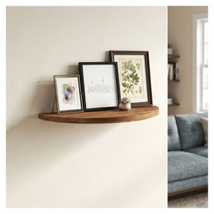 Repisa Flotante Semicircular Moderna Madera Nogal Claro 40cm