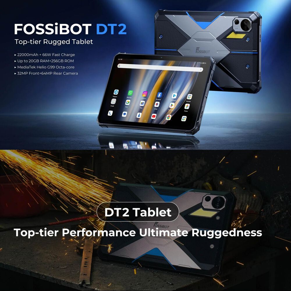 Fossibot Dt2 - Tablet Rugerizada 10,4'' 2k, Cámara 64 Mp, Batería 22.000 Mah image number 1.0
