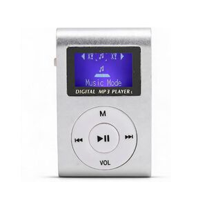 Reproductor Mp3 Digital Clip Met&aacute;lico Con Pantalla Lcd