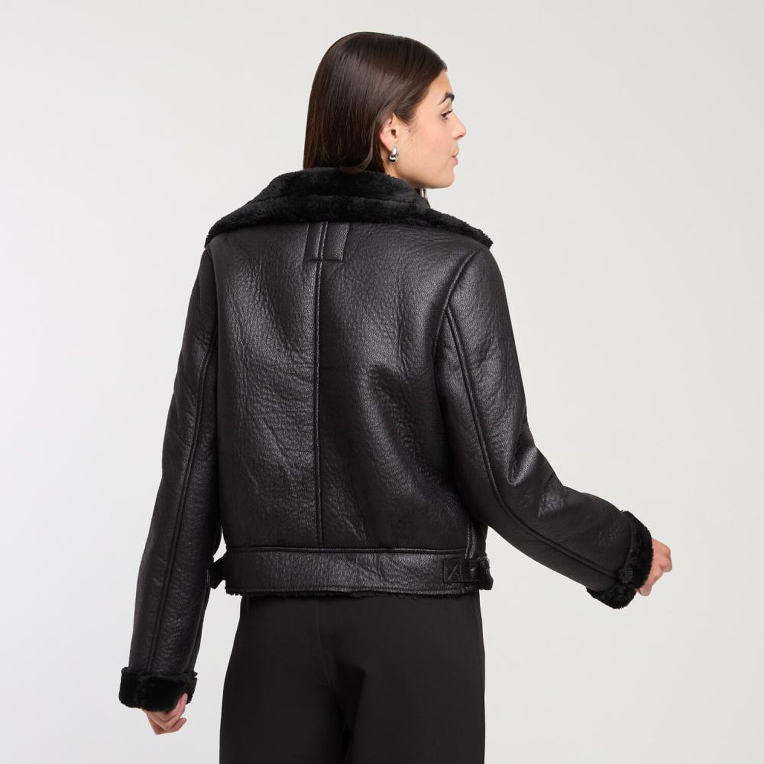 Chaqueta Hebilla Ecocuero Cuello Alto Mujer Rolly Go image number 3.0