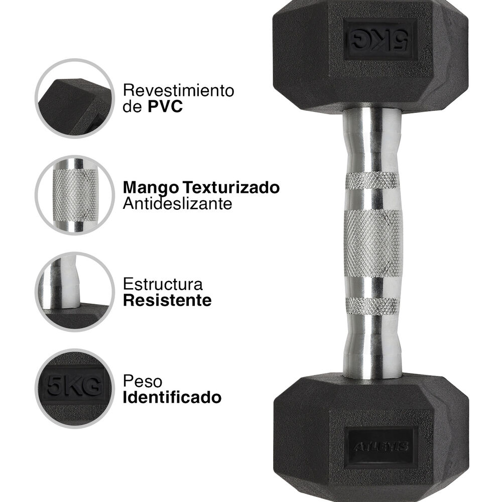 Mancuerna Hexagonal 5 Kg Negro image number 3.0