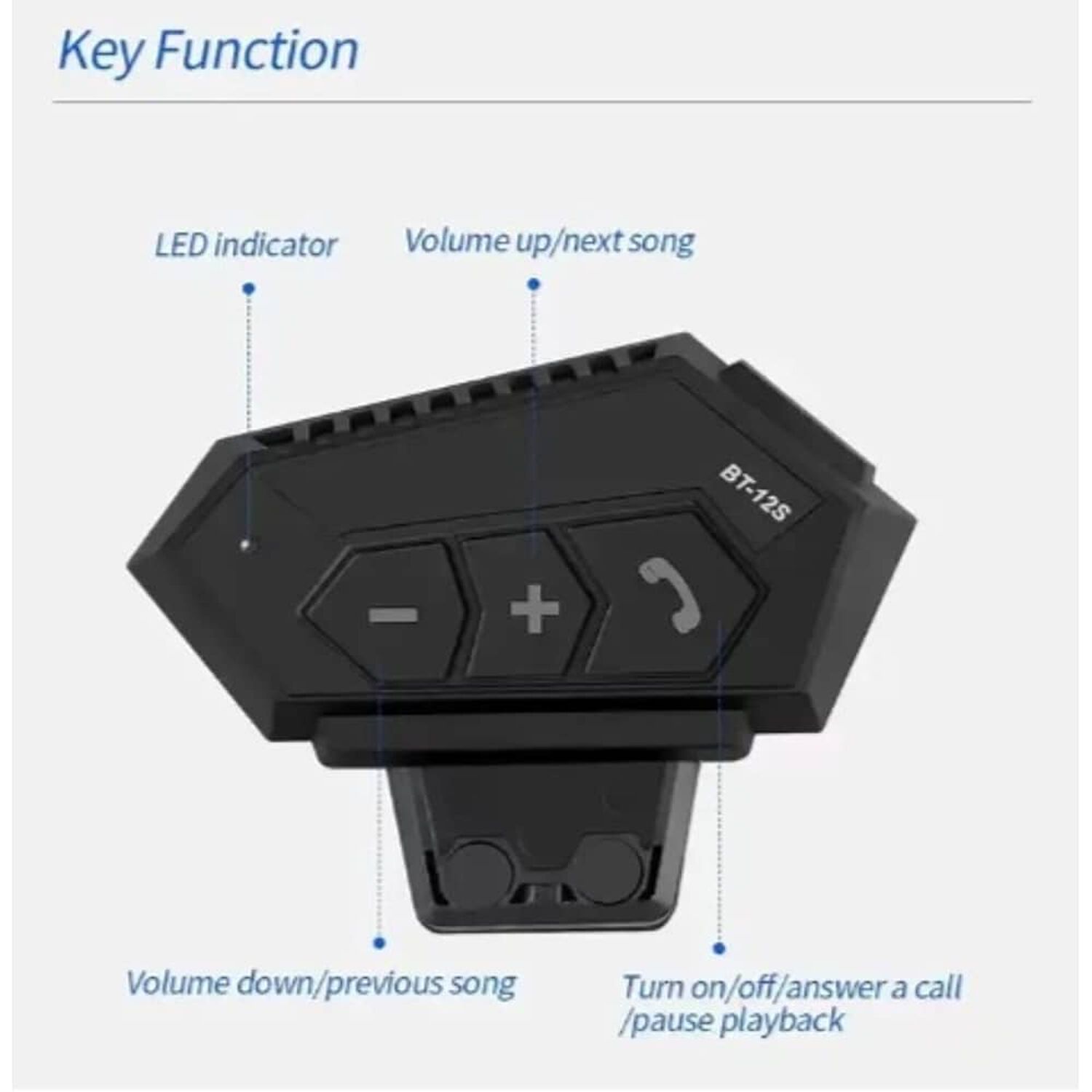 Auriculares Bluetooth Bt12 Intercomunicador Moto Bluetooth 5 Tipo Bt-12s image number 2.0